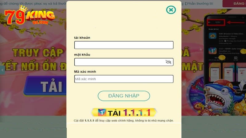 Người chơi sử dụng thông tin tài khoản vừa đăng ký để đăng nhập vào cổng game.