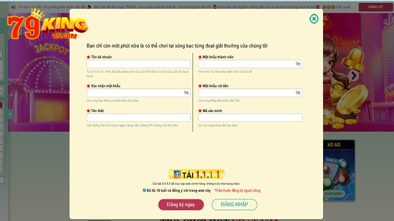 Những bước hướng dẫn 79KING đăng ký tài khoản đơn giản.