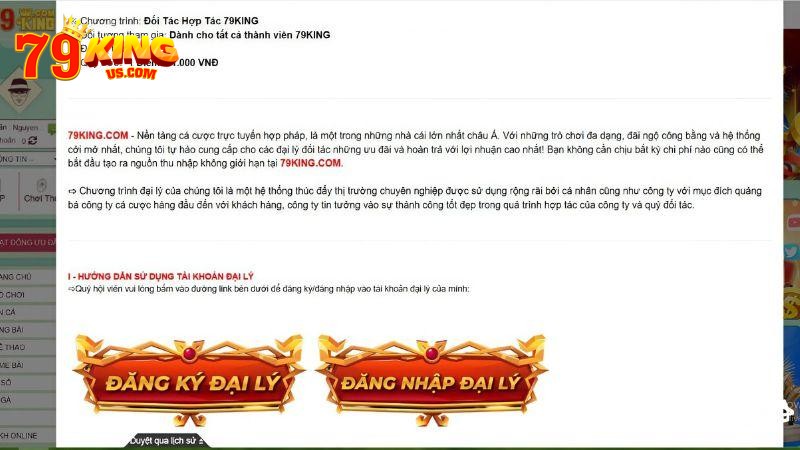 Cơ chế hoạt động của chương trình đại lý 79KING rất minh bạch và rõ ràng.